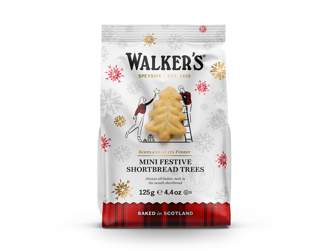 Walker's Shortbread All Butter Mini Stars and Mini Christmas Trees Biscuits Pouch