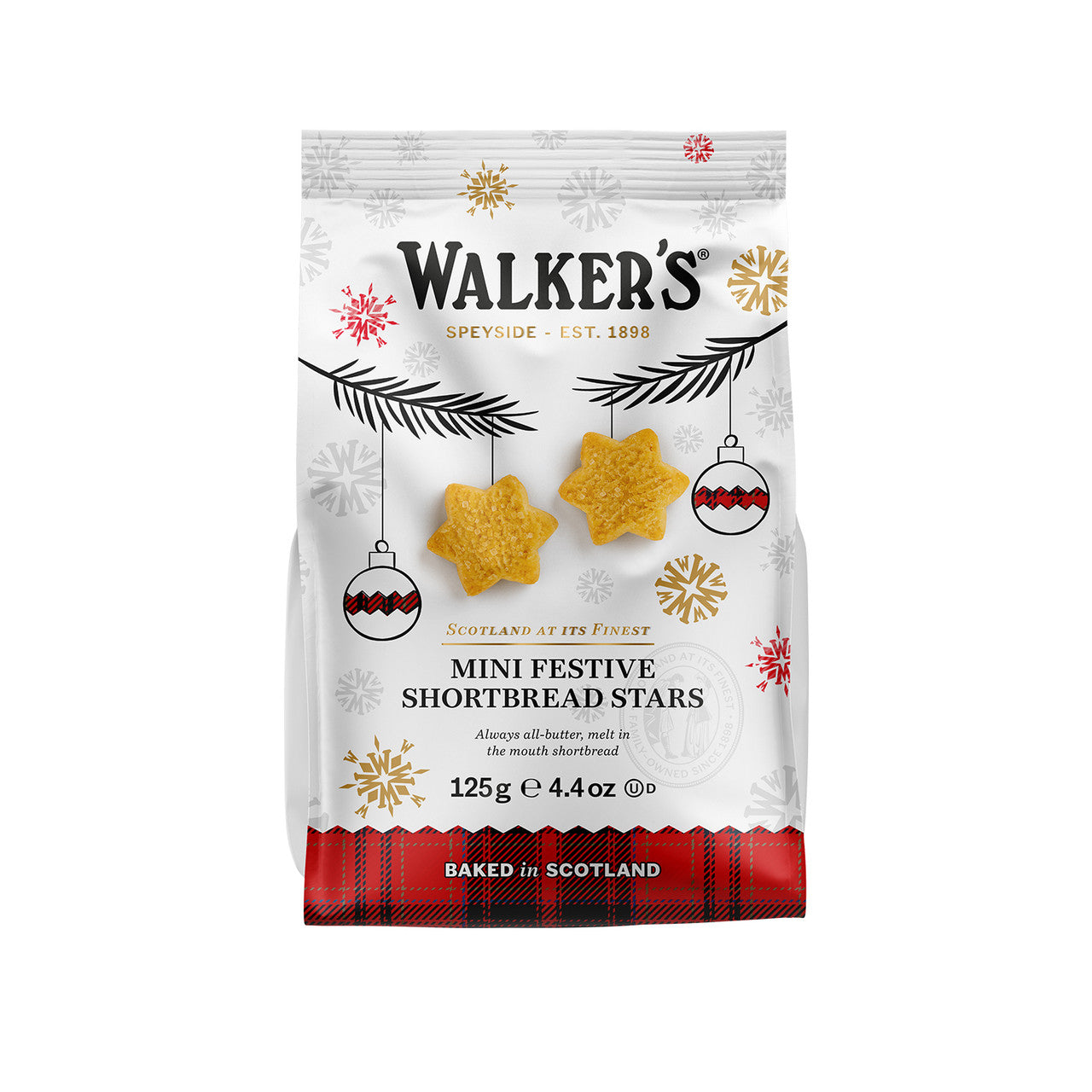 Walker's Shortbread All Butter Mini Stars and Mini Christmas Trees Biscuits Pouch