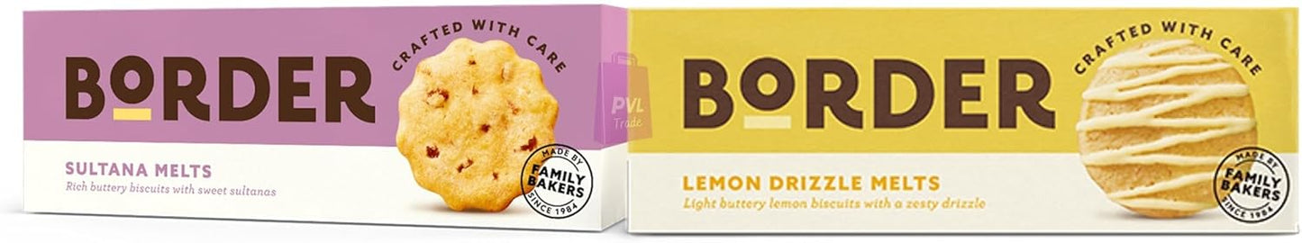 Delicious Border BIscuit Selection - 2x Sultana Melts & 2x Lemon Drizzle Melts - Suitable for Vegetarians
