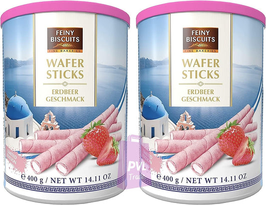 Wafer rolls with Strawberry flavoured cream 400g (Pack of 2)