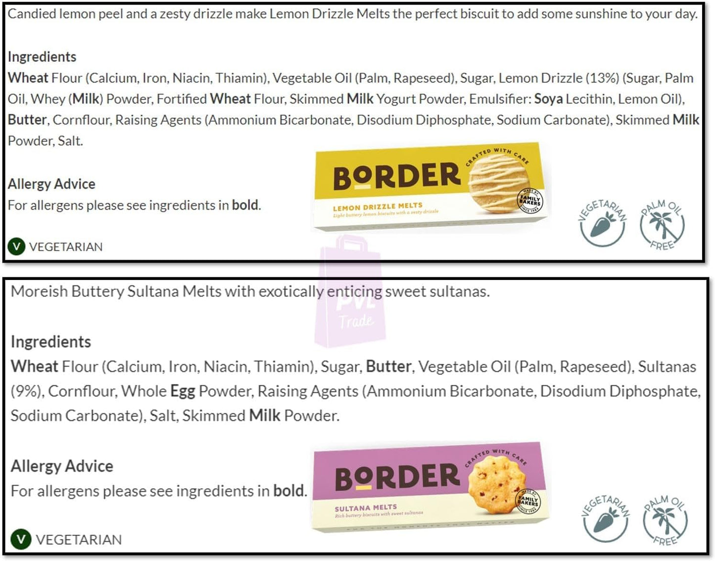 Delicious Border BIscuit Selection - 2x Sultana Melts & 2x Lemon Drizzle Melts - Suitable for Vegetarians