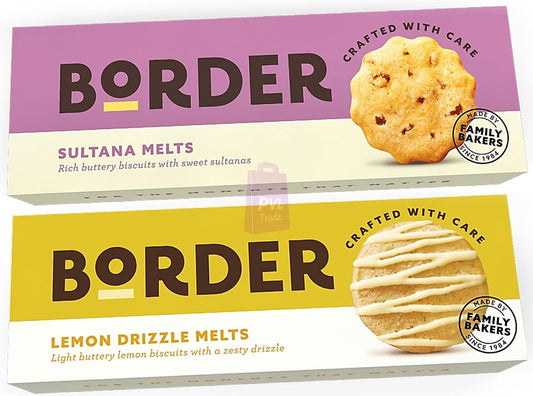 Delicious Border BIscuit Selection - 2x Sultana Melts & 2x Lemon Drizzle Melts - Suitable for Vegetarians