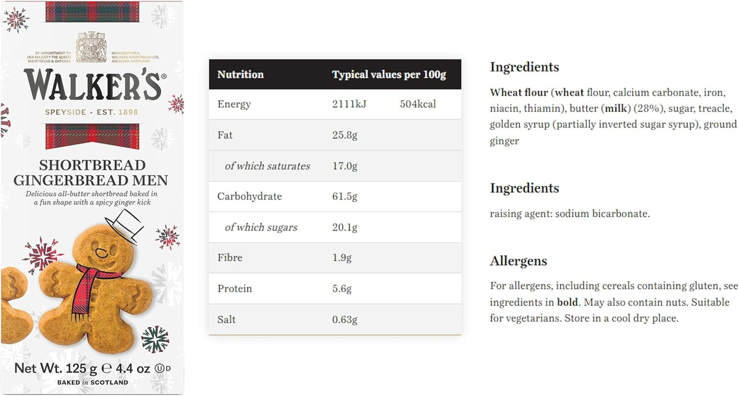 Walkers Shortbread All Butter Mini Gingerbread Men Biscuits, Pack of 2 x 125g