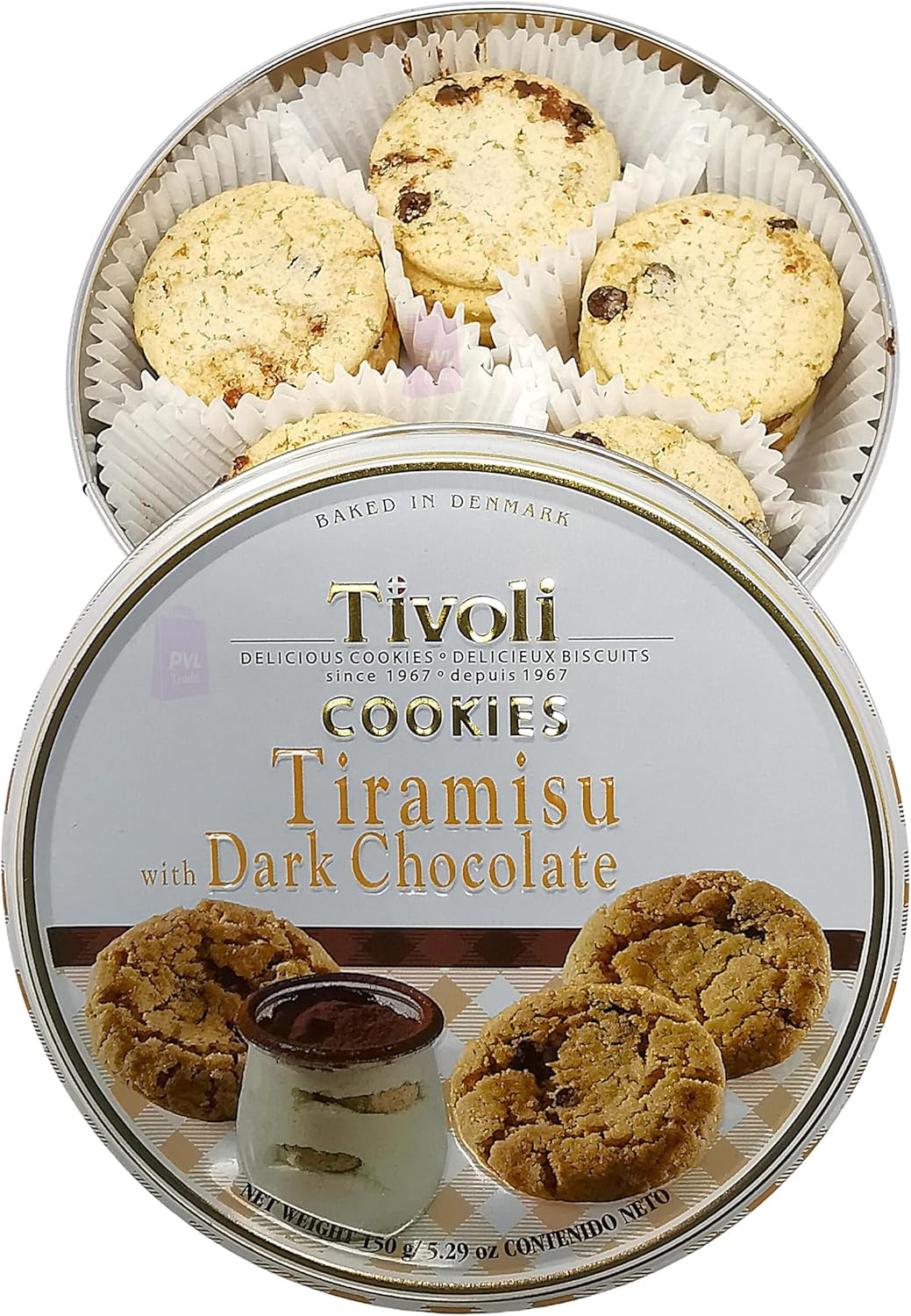 Jacobsens of Denmark Tivoli Tiramisu Dark Chocolate Cookies 150g - Single - Traditional Biscuit Tin Gift for Women, Men & Kids
