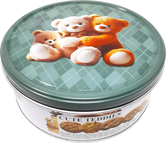 Jacobsen's of Denmark Danish Butter Cookies in Cute Teddies Tin 150g - SMALL TIN SIZE - Teddy Cuddle - Biscuit Gift for Women, Men & Kids - Mothers Day Gifts
