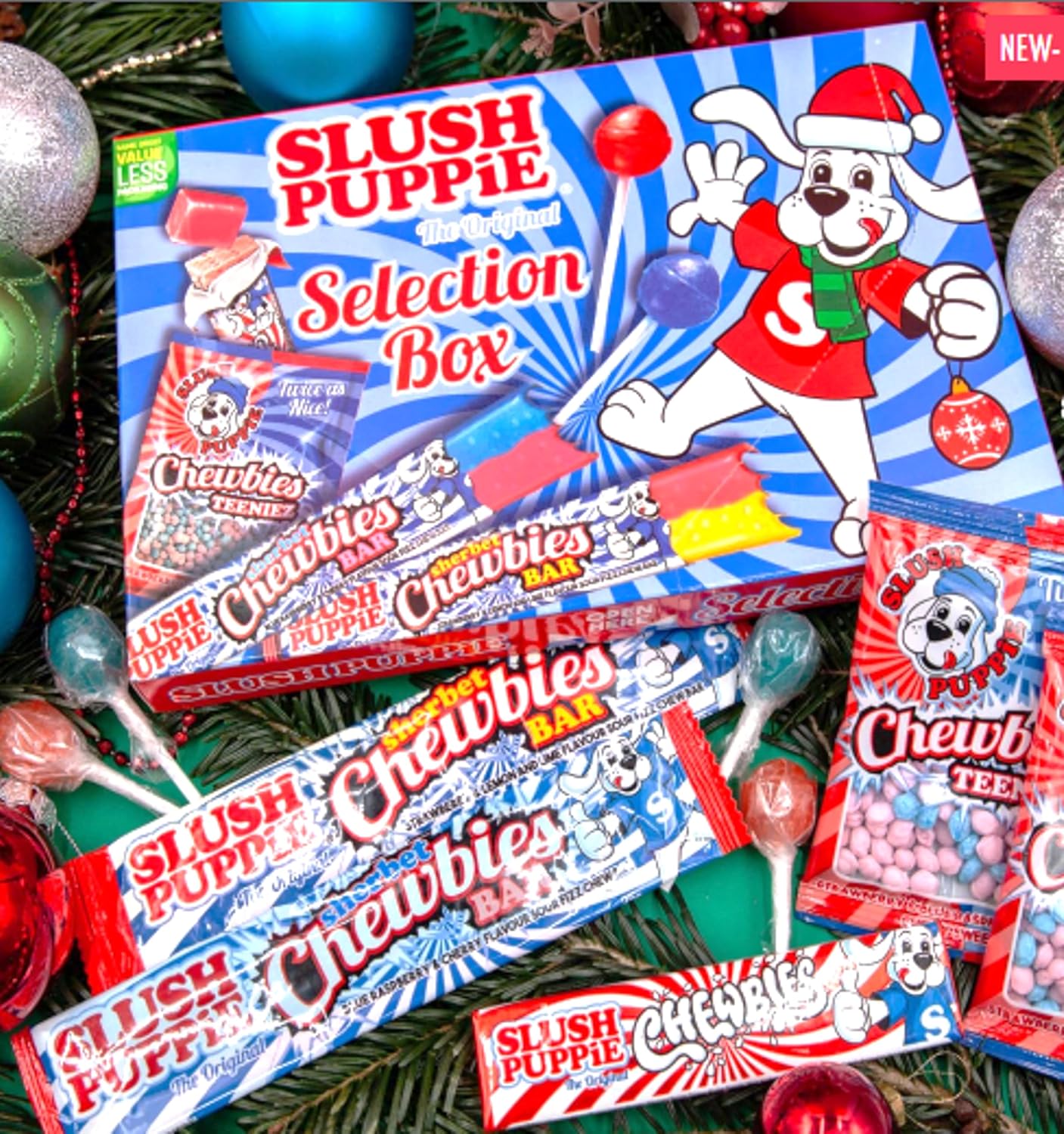 SLUSH PUPPiE and TANGO Selection Box Chewy Candy Lollipop Bubble Gum Sweets Mix - Fruit Flavour, Strawberry & Lemon, Blue Raspberry & Cherry, Apple & Orange, Vegan, Halal, Vegetarian (Pack of 2)