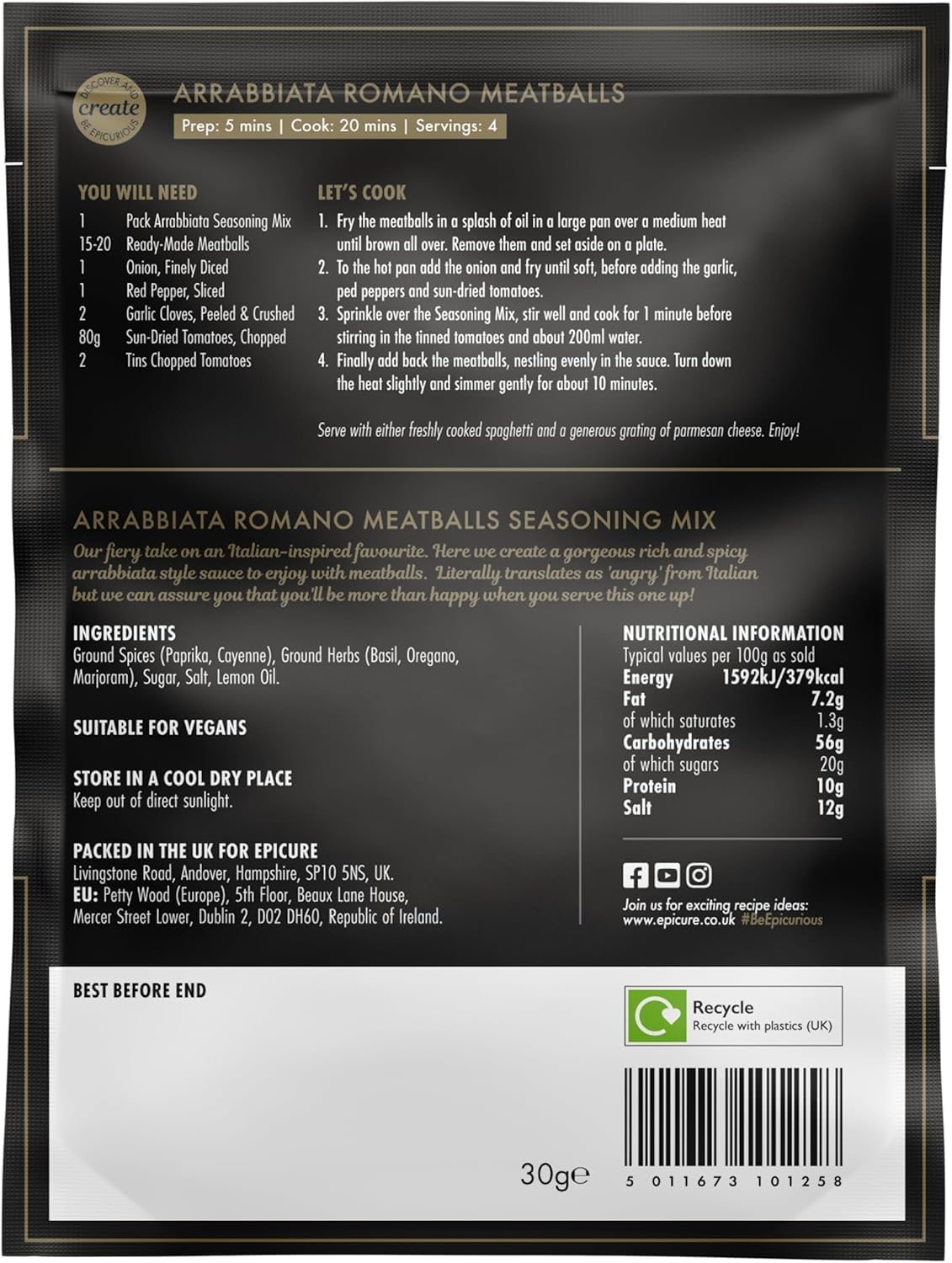 EPIC Recipe Seasoning Spice 30g - Meatballs | Pack of 18