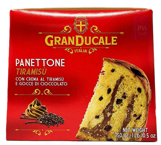 GranDuCale Italian Panettone Cake with Tiramisu Cream & Chocolate Chips, 750g