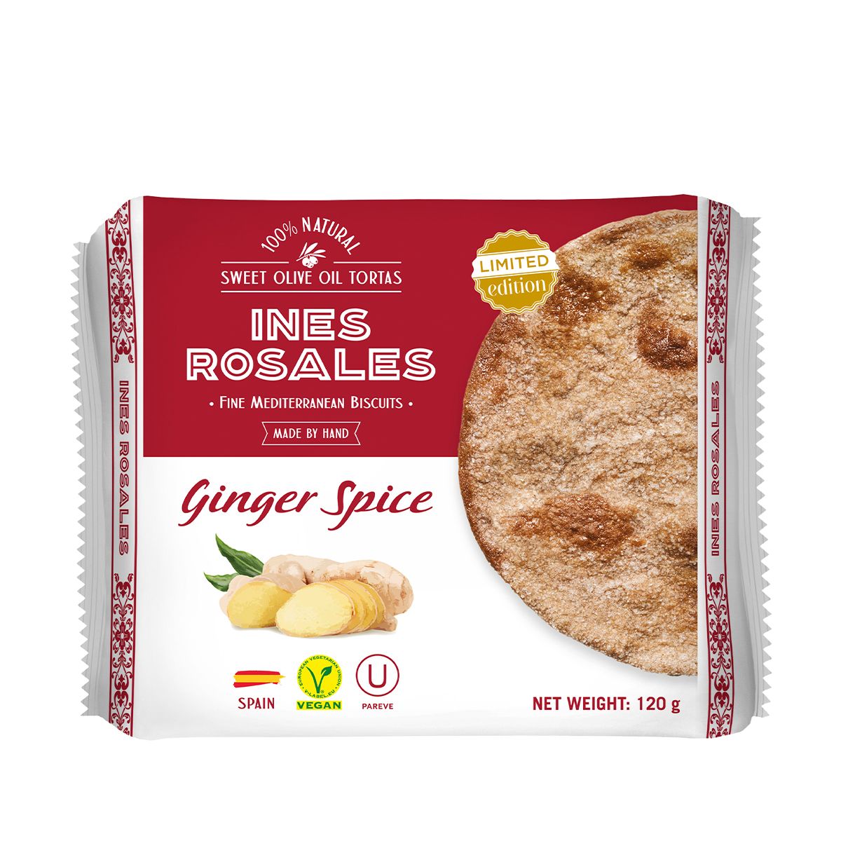 Ines Rosales - Ginger Spice Olive Oil Tortas - 120g | Pack of 14