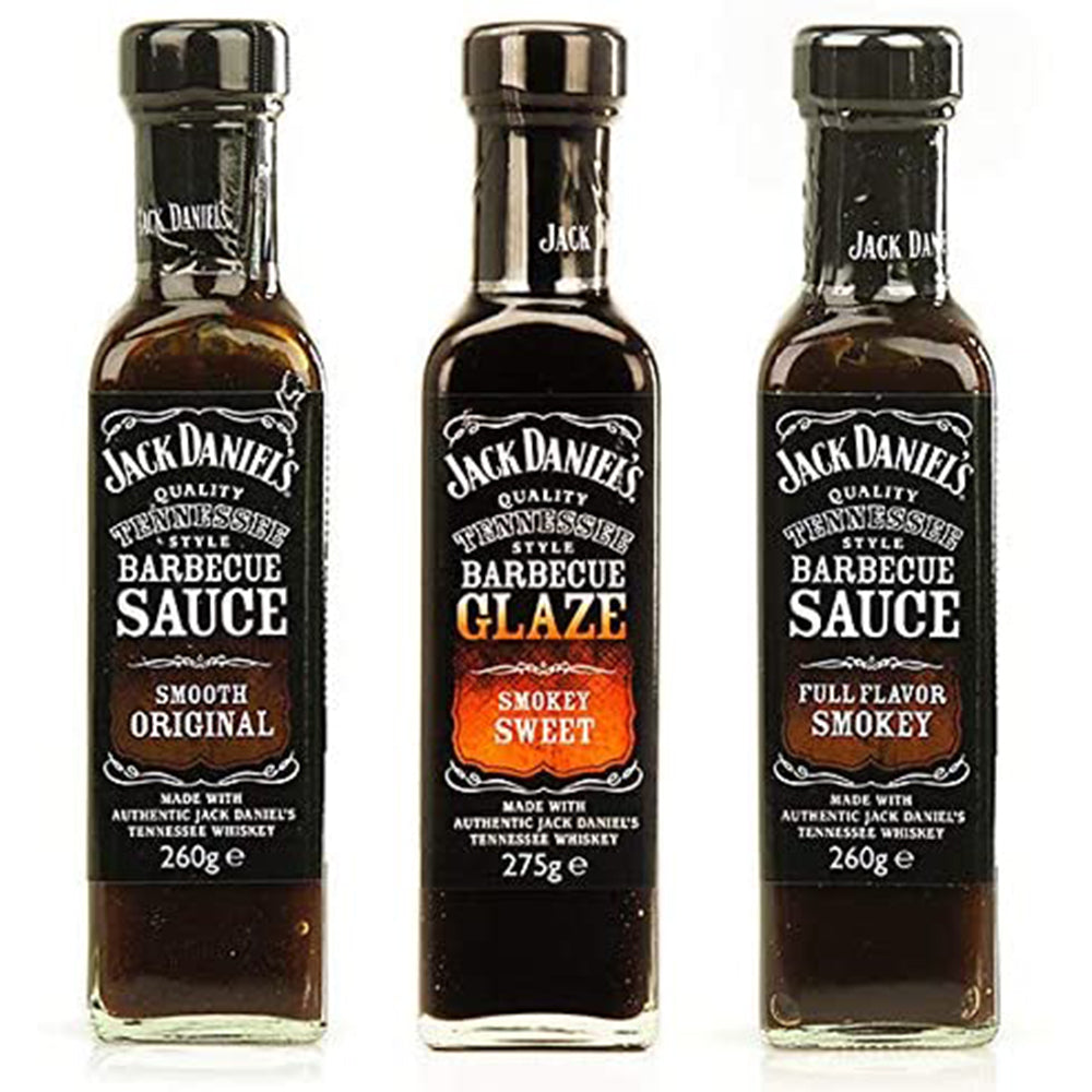 Exquisite Original Jack Daniels BBQ Sauce Trial Package Set, Full Flavor Smokey, Smooth Original, Smokey Sweet, 3-Pack