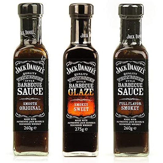 Exquisite Original Jack Daniels BBQ Sauce Trial Package Set, Full Flavor Smokey, Smooth Original, Smokey Sweet, 3-Pack