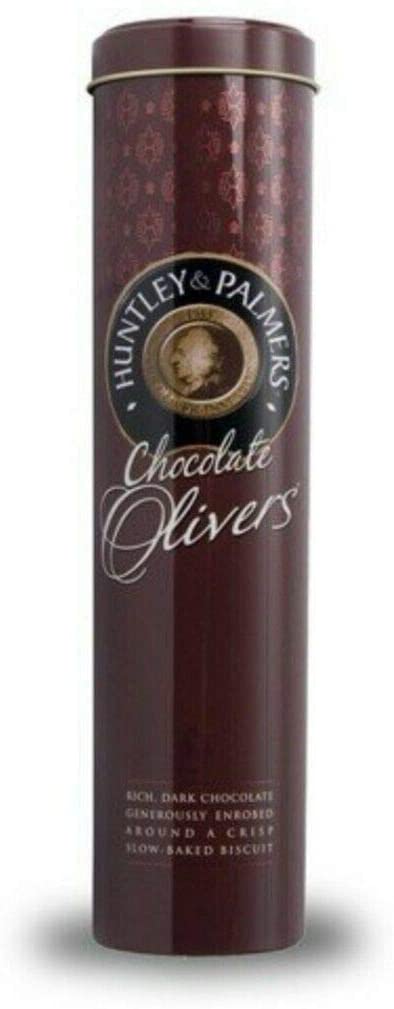 Chocolate Olivers - Dark Choc Biscuits in Gift Tin by Huntley & Palmers