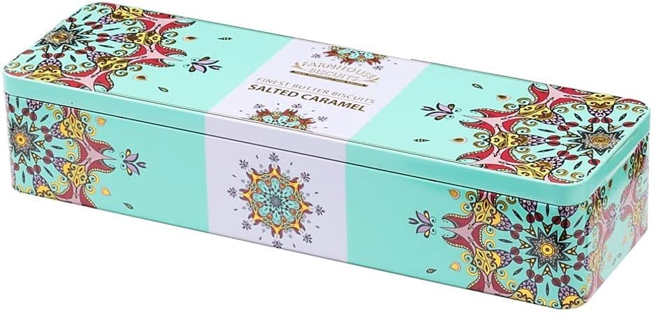 Luxury Pure Butter Sweet Biscuits filled with Salted Caramel Pieces in Gift Tin | Traditionally made by Farmhouse Biscuits | 225g