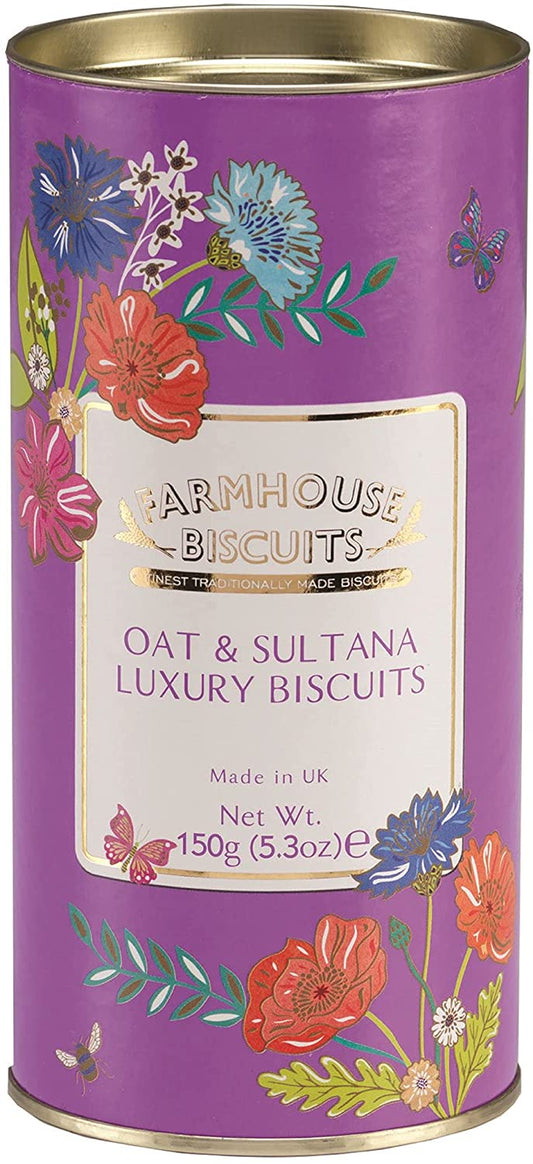 Farmhouse Biscuits Meadow Flowers Tube Collection - Cranberry & White Choc 150g and Oat & Sultana 150g