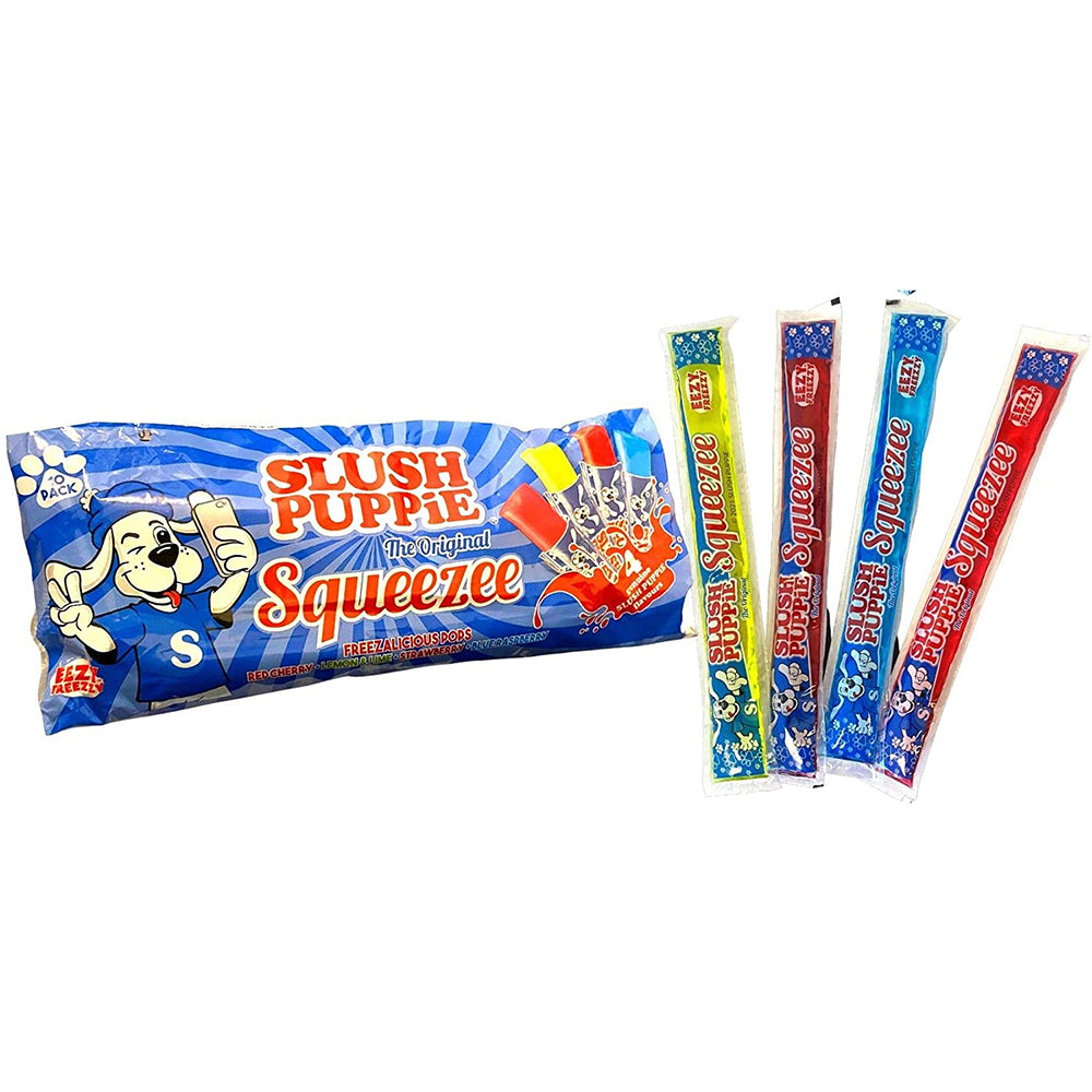 Slush Puppie The Original Squeezee Freeze Pops Ice Lolly Poles, 4 Flavour Pack