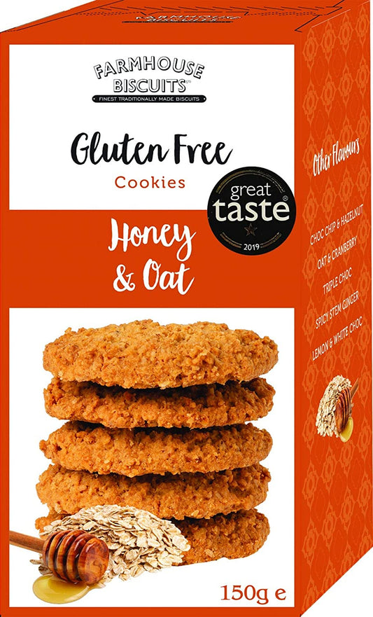 Farmhouse Biscuits Gluten Free Cookies- Spicy Stem Ginger, Triple Chocolate and Honey Oat (Pack of 3)