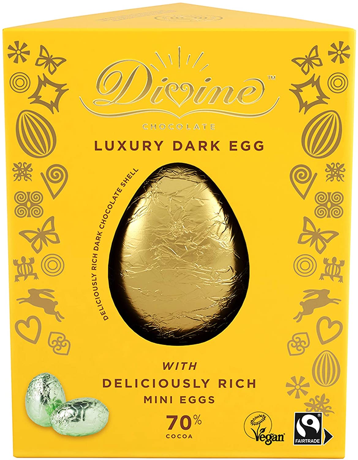 Divine Dark Chocolate Vegan Easter Egg with Mini Eggs 260g & 70% Dark Chocolate Bar 90g - Fairtrade - No Artificial Colours - Vegan Chocolate - Easter Gifts