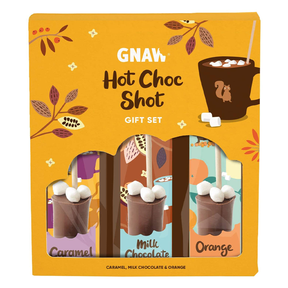 Gnaw Milk/Caramel and Orange Hot Choc Shot Chocolate Gift Set 150 g