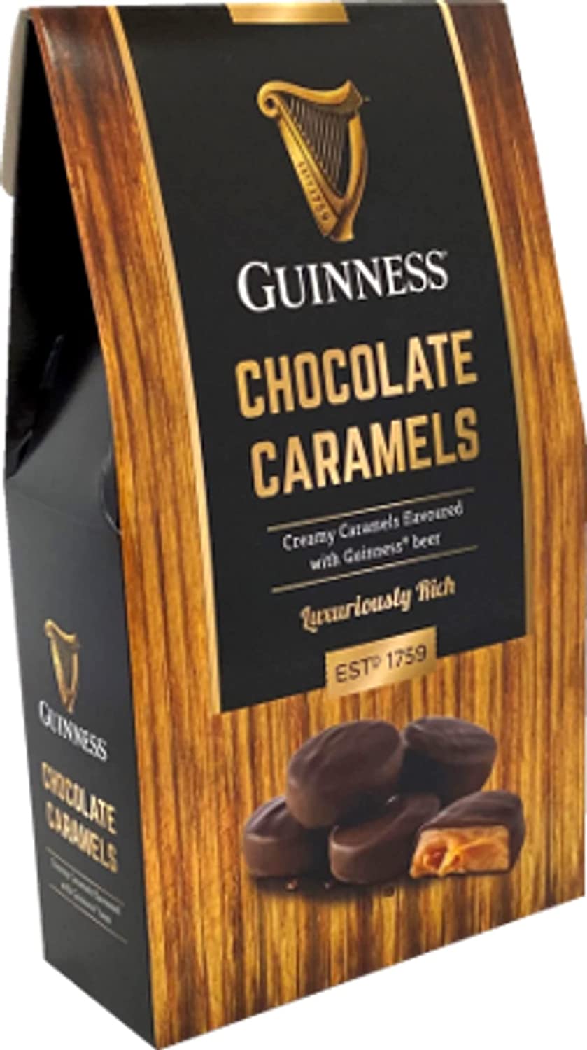 Hamper Gifts for Men and Women | Guinness Hot Chocolate, Farmhouse Choc Chip Cookies, Guinness Chocolate Caramels & Latte Glass Mug | Valentines Day