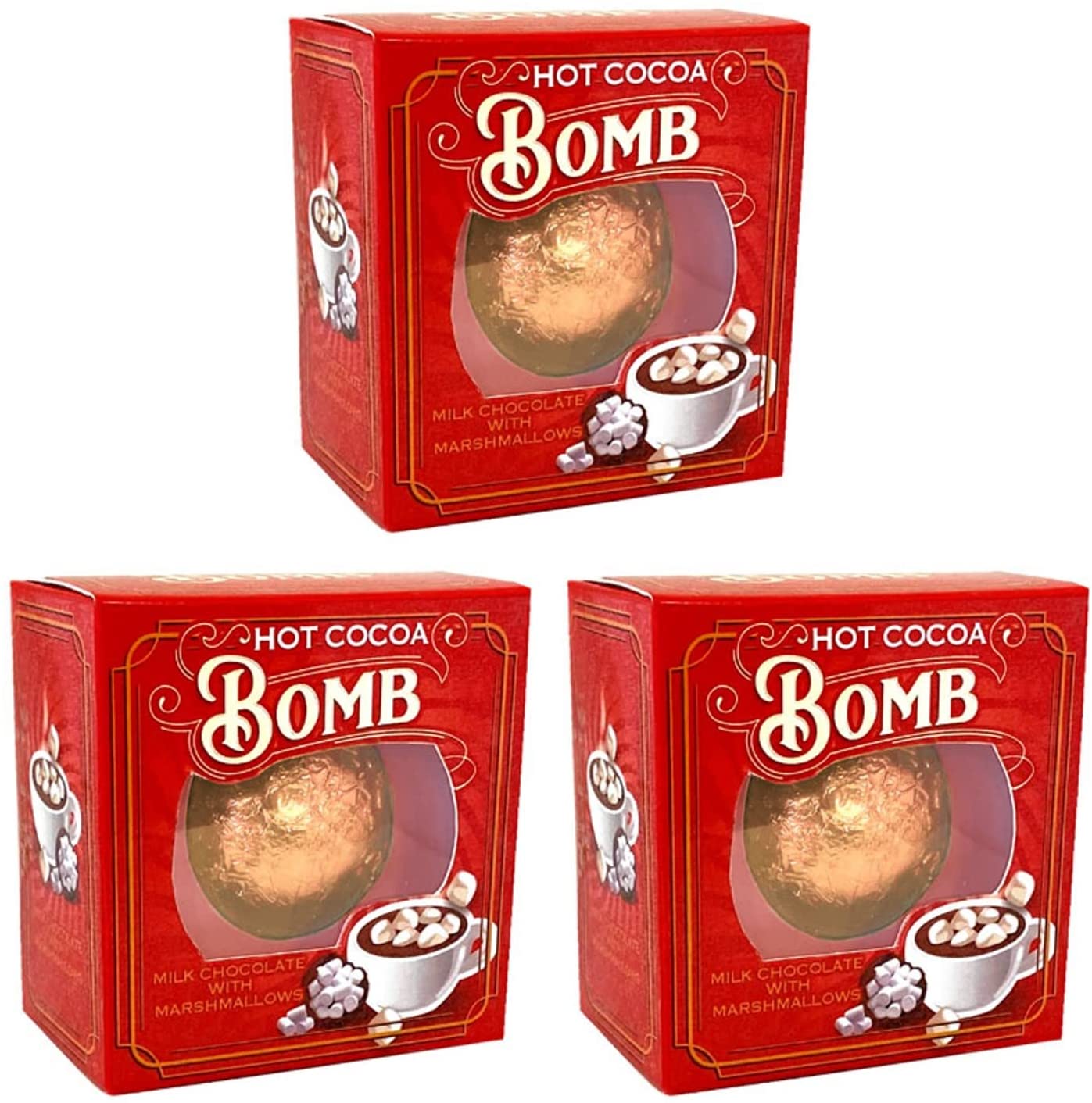 Hot Cocoa Bomb - Milk Chocolate with Marshmallows - Pack of 3
