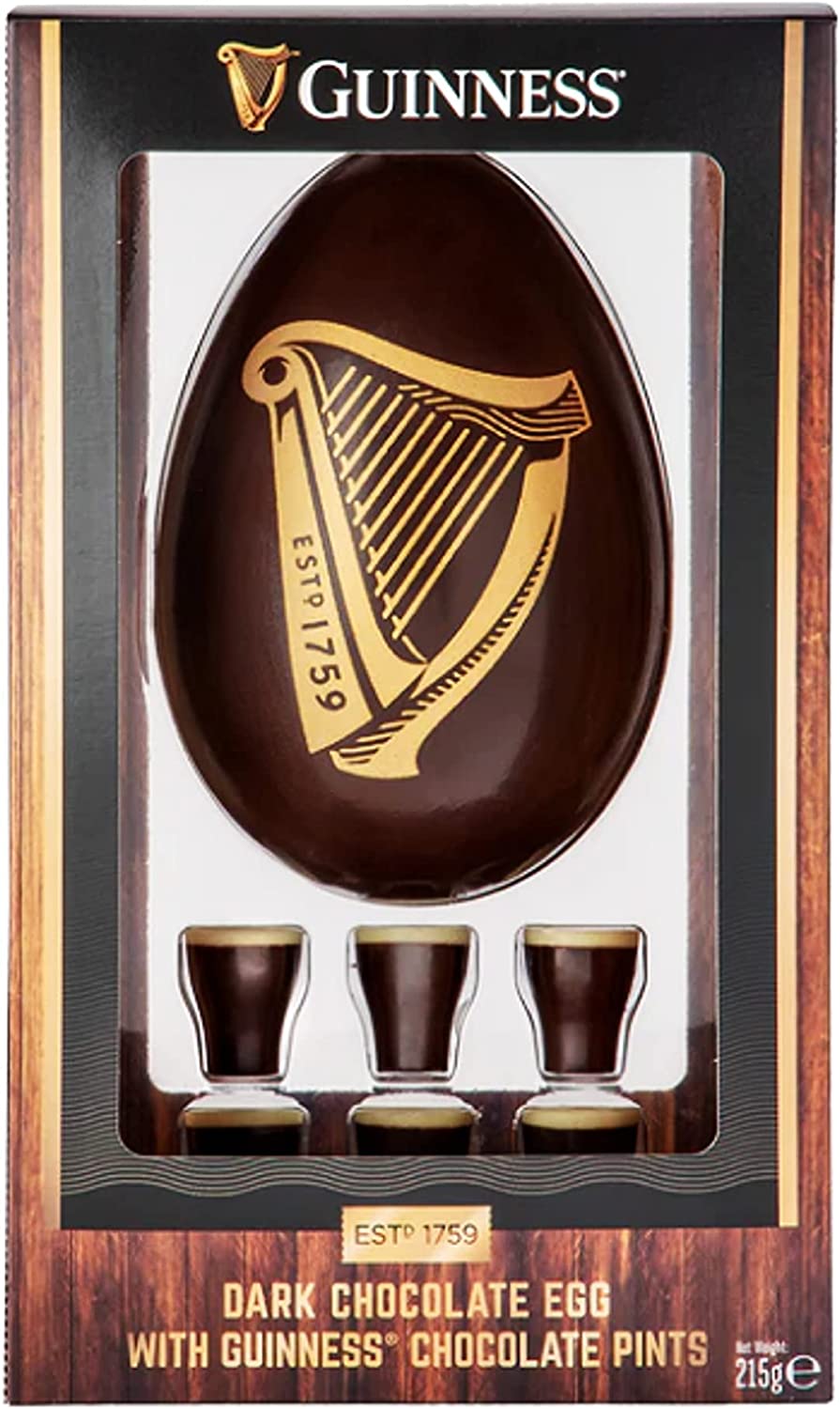 Guinness Dark Chocolate Easter Egg with Mini Pints and Guinness Dark Chocolate Truffles Tube | Chocolate Easter Egg Gift | Guinness Lover Gift