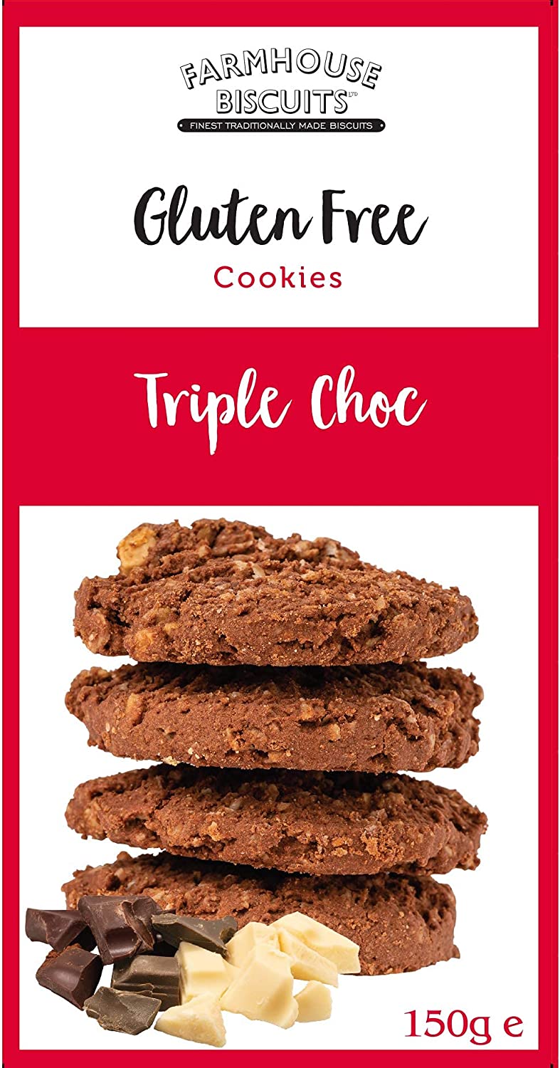 Farmhouse Biscuits Gluten Free Cookies- Spicy Stem Ginger, Triple Chocolate and Honey Oat (Pack of 3)