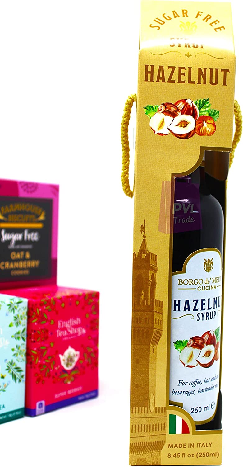 Sugar Free Farmhouse Biscuits, Sugar Free Tea/Coffee/Mixers Syrups & Organic Teas - Gift Set