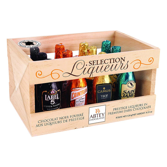 Abtey Dark Chocolate Liqueurs Crate Gift Box, 155g - 12 Bottles
