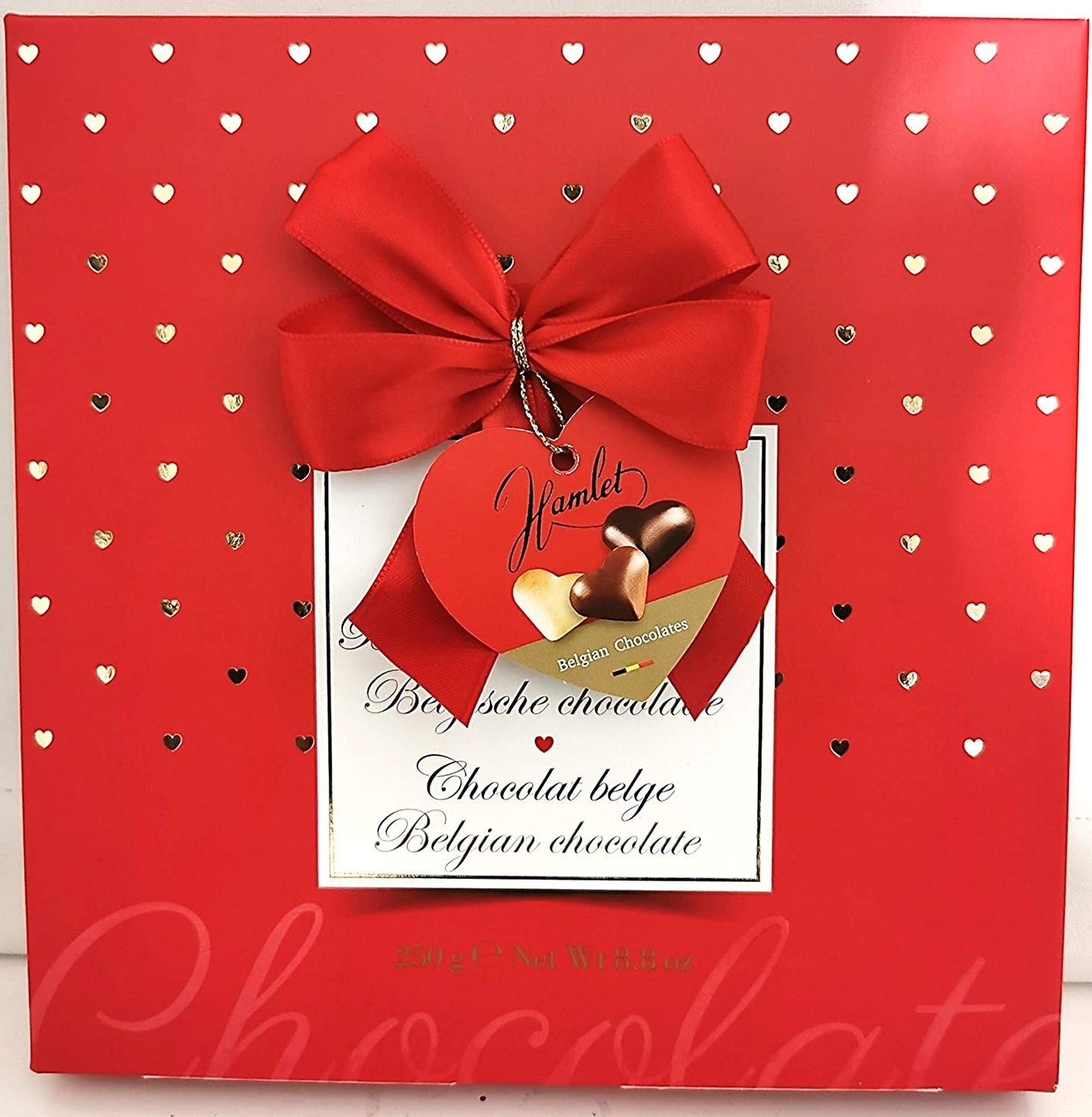 Chocolate Hearts with Hazelnut Gift Box for Valentine's Day, Mother's Day, Birthday, I Love You, Anniversary - 250g