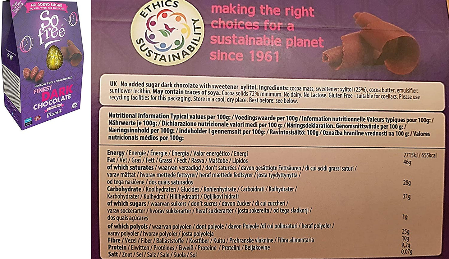 Plamil So Free Chocolate Easter Egg Collection (Dark, Milk & White) - Vegan - Organic - Gluten Free - Dairy Free - Wheat Free