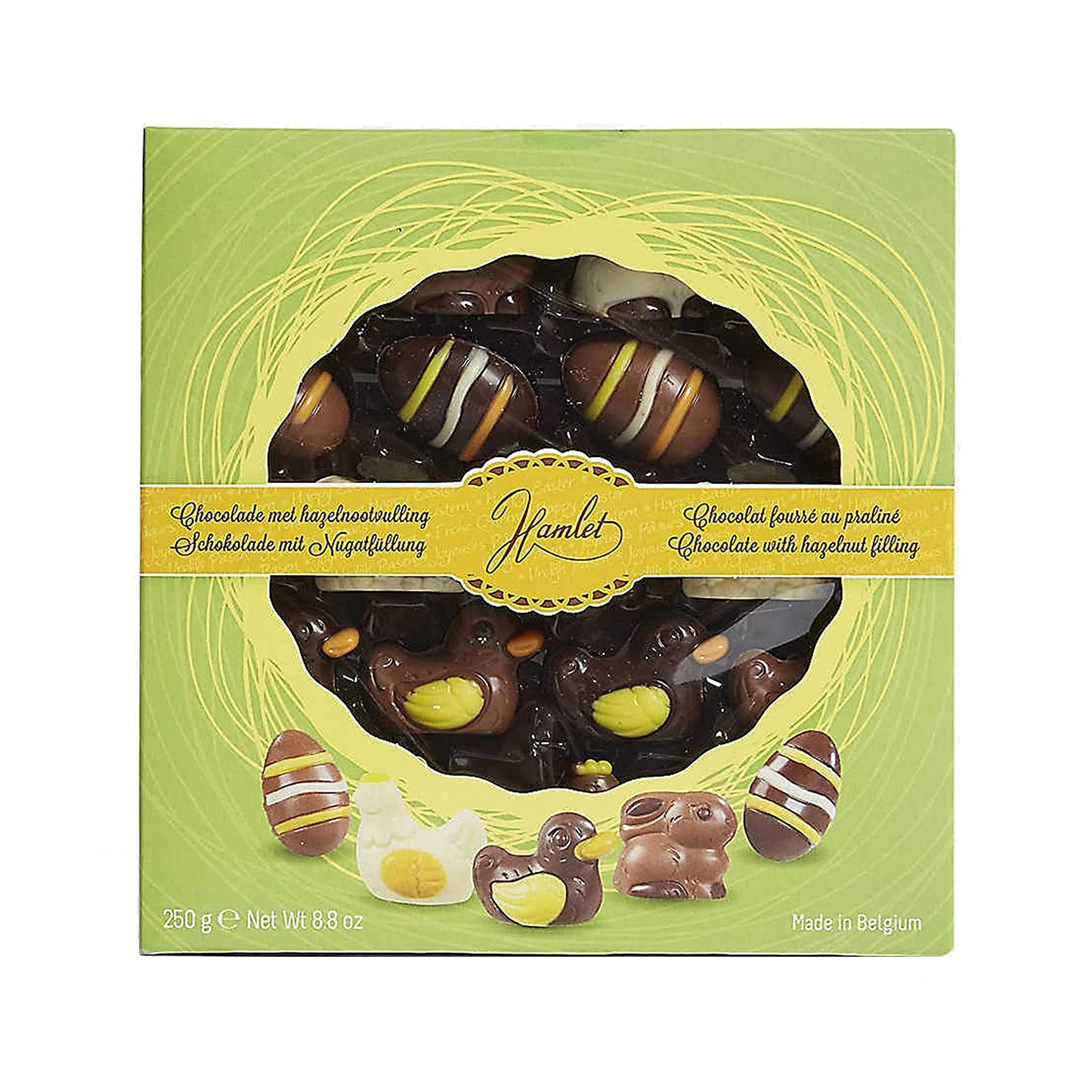 Decorated Mix of Easter Figurines Chocolate with Hazelnut Filling - 250 Grams