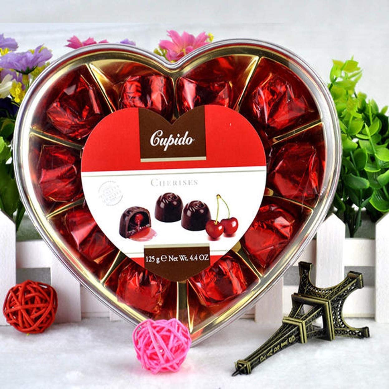Hamlet Cupido Cherises Belgian Chocolates - Dark Chocolate Cherry Liqueur in Heart Shaped Gift Box