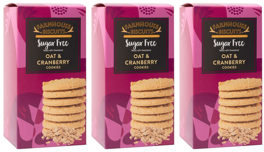 Farmhouse Biscuits Sugar Free Oat & Cranberry Cookies - Pack of 3