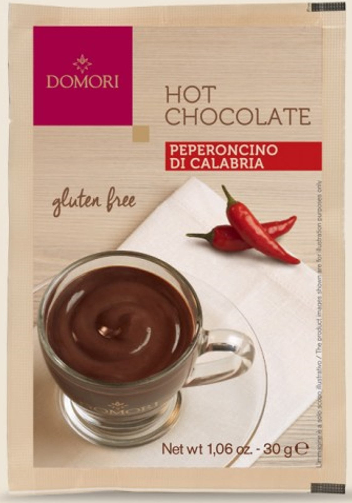 Domori Calabrian Chilli Pepper Hot Chocolate Sachets - Pack of 6 (6x30g)
