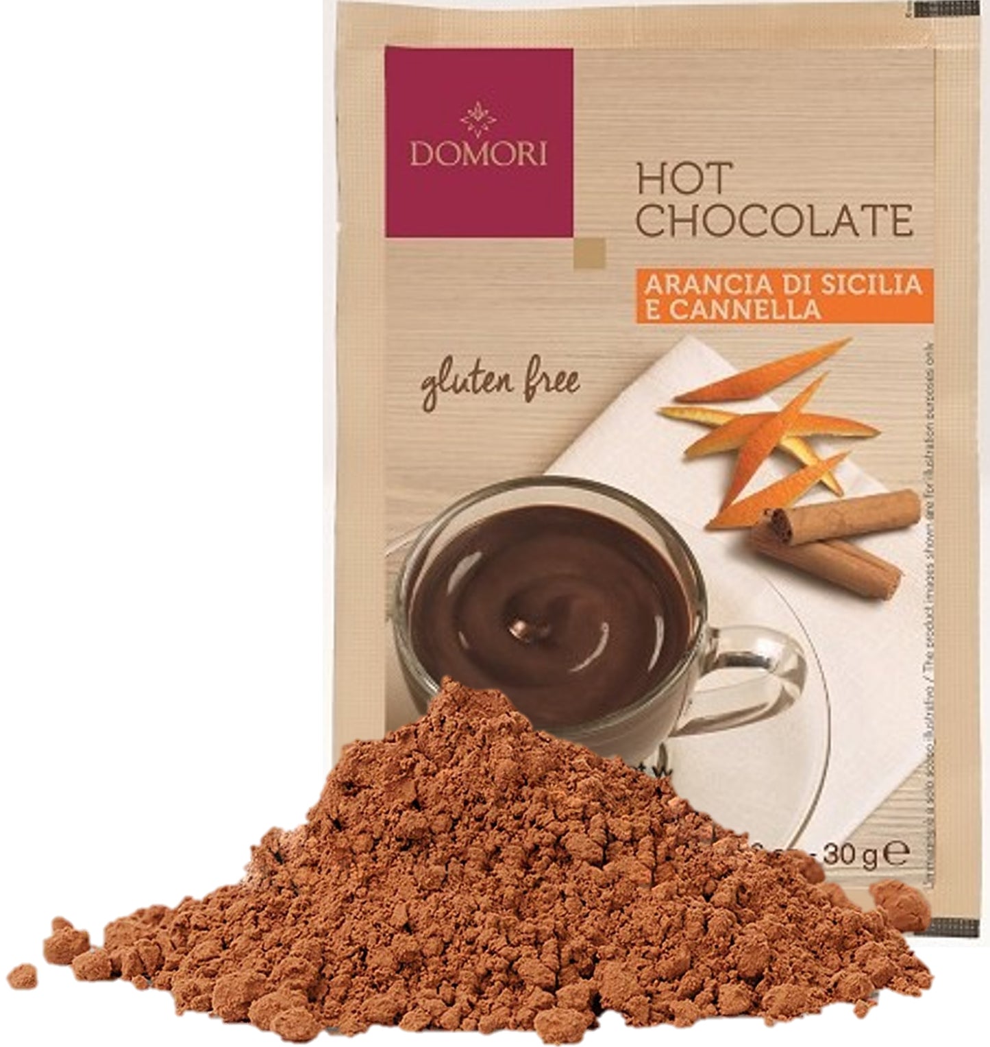 Domori Gluten Free Sicilian Orange and Cinnamon Hot Chocolate (25x30g)