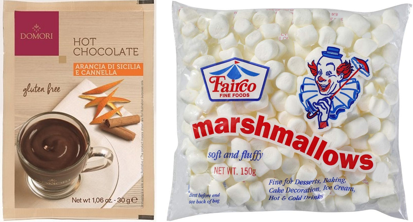 Domori Sicilian Orange and Cinnamon (6x30g) with Fairco's Mini White Marshmallow (150g)