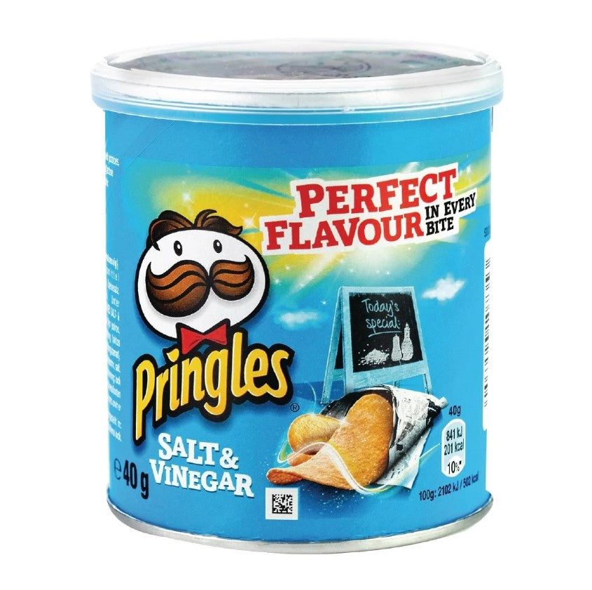 Pringles Mini Selection Tubes (12x40g) - Sour Cream & Onion, Salt & Vinegar, Original and Texas BBQ Sauce