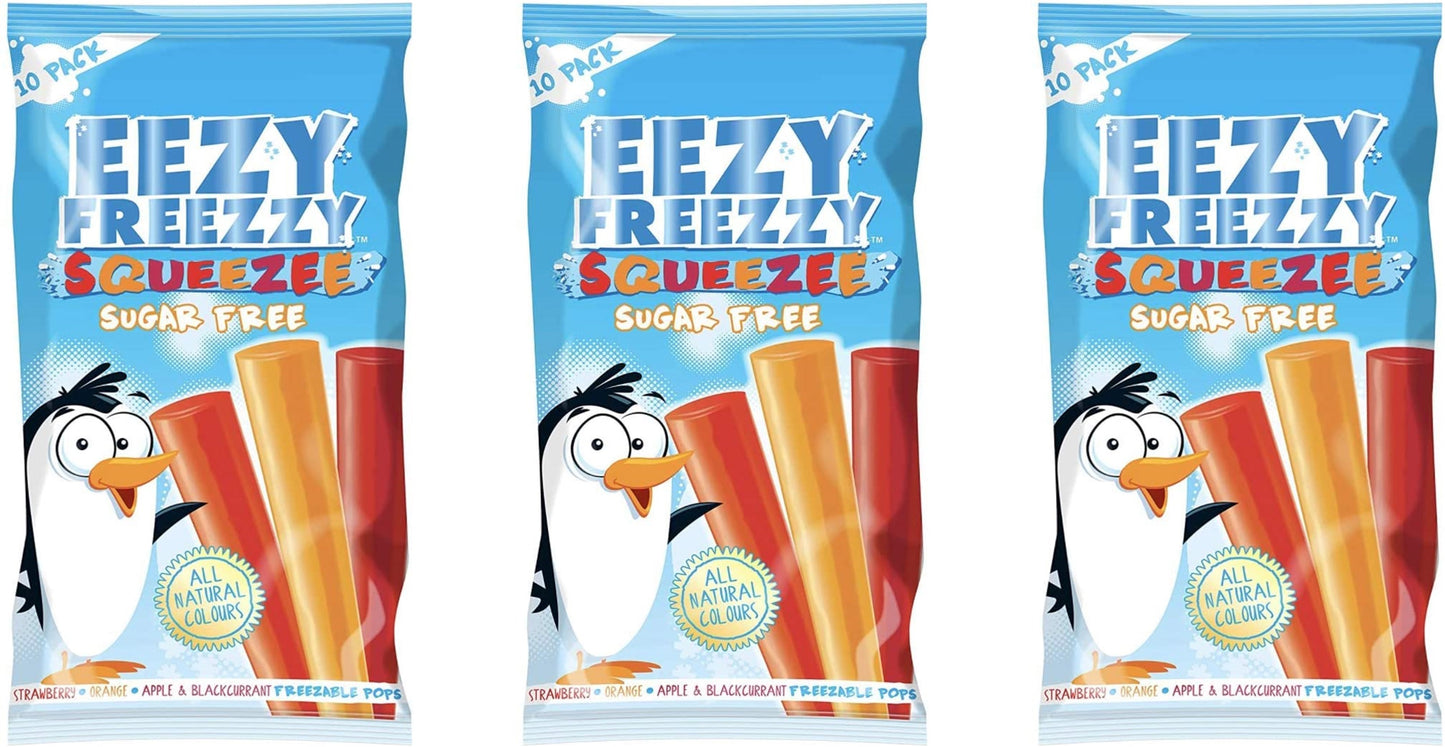 Sugar Free Eezy Freezzy Ice Lollies Pack of 3 (30 X 50ml Freeze pops) - Gluten Free - Vegan