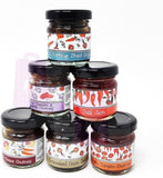 Bramble Chutney Gift Pack - Caramelised Onion, Dried Tomato & Smoked Garlic, Gardener's Choice, Potting Shed Pickle, Hot & Spicy Tomato, Chilli Jam - 6 x 35g Jars