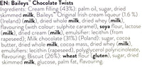 Milk Chocolate Twist Wafer Rolls Infused with Baileys Irish Cream Liqueur - Pack of 2 x 107g