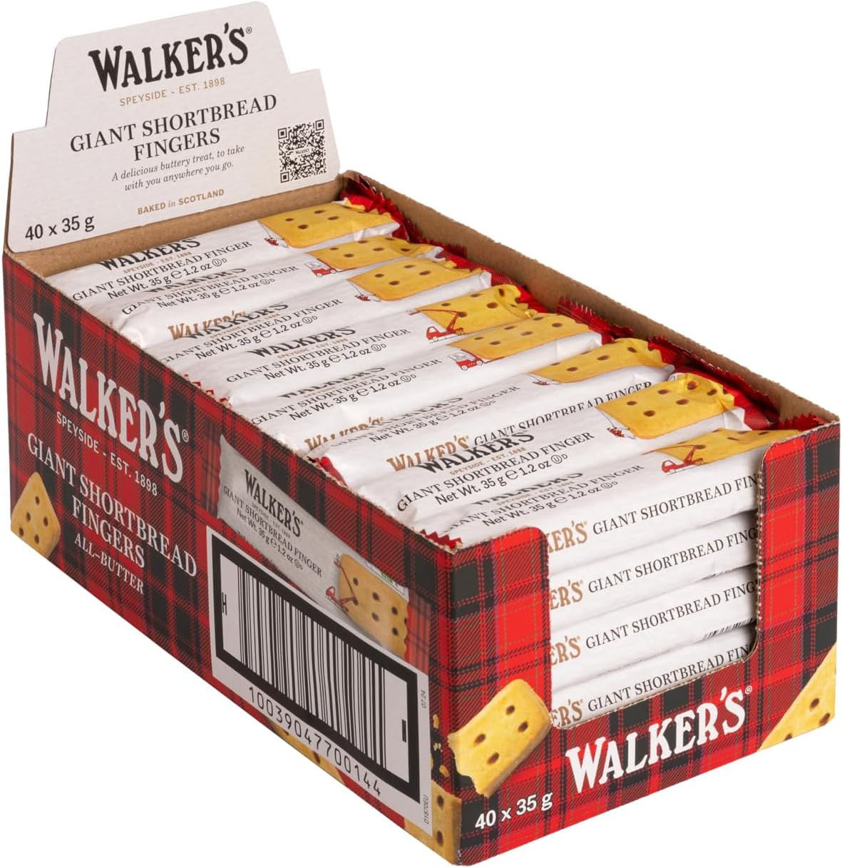 Walker's All Butter Giant Shortbread Fingers Biscuits - DISPLAY BOX (40 x 35g)