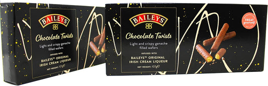 Milk Chocolate Twist Wafer Rolls Infused with Baileys Irish Cream Liqueur - Pack of 2 x 107g