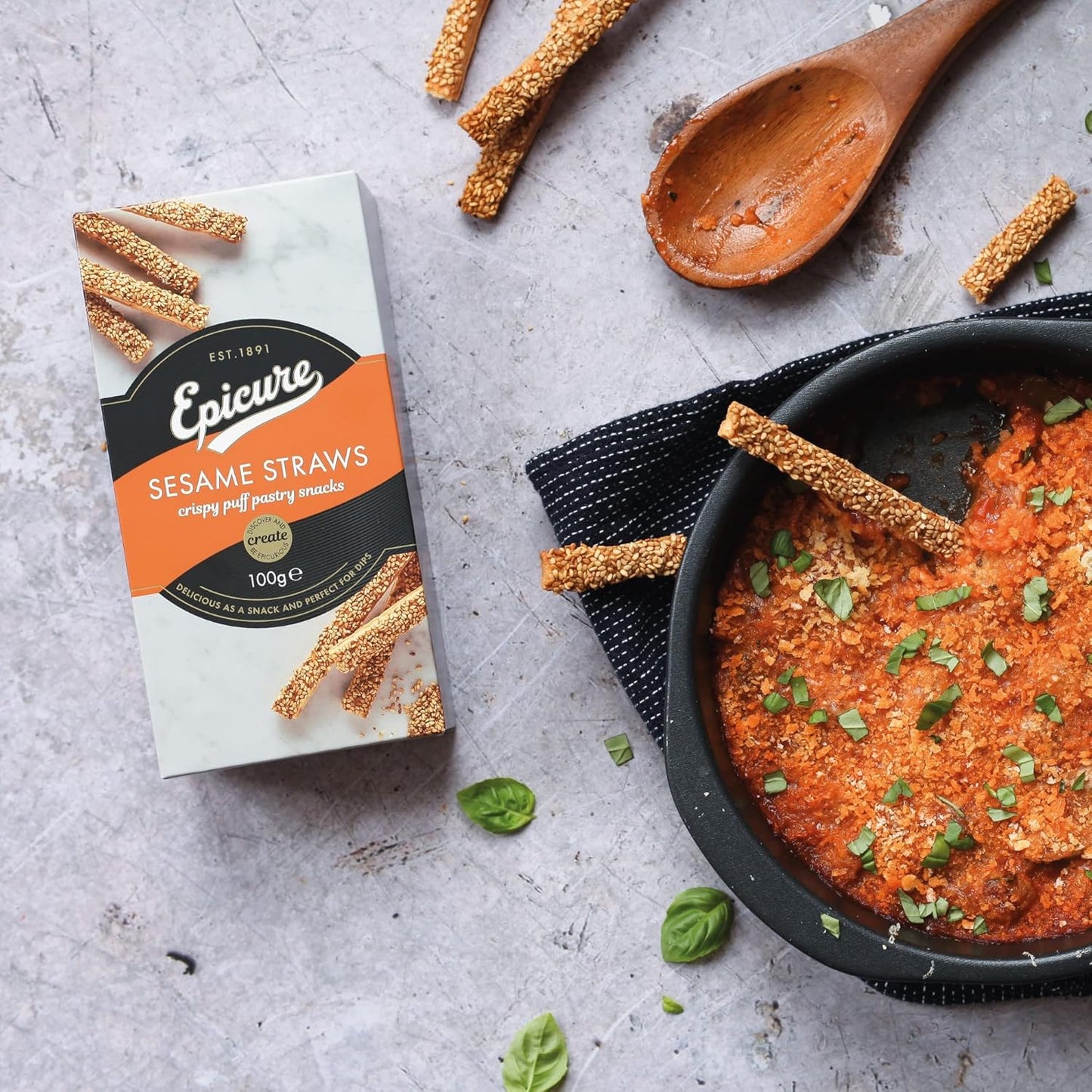 Epicure Crispy Puff Pastry Sesame Cheese Straws Party Mix Cheeseboard (5 x 100g)
