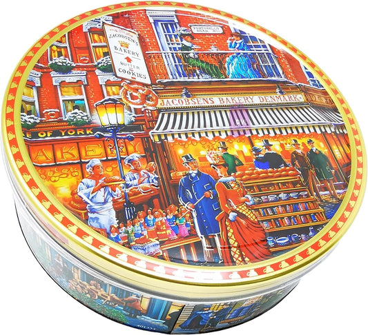 Danish Butter & Chocolate Chip Cookies Assortment 400g in Embossed Baker Shop on Portobello Road London W11 Tin Design - Biscuits Gift Set | Pack of 12
