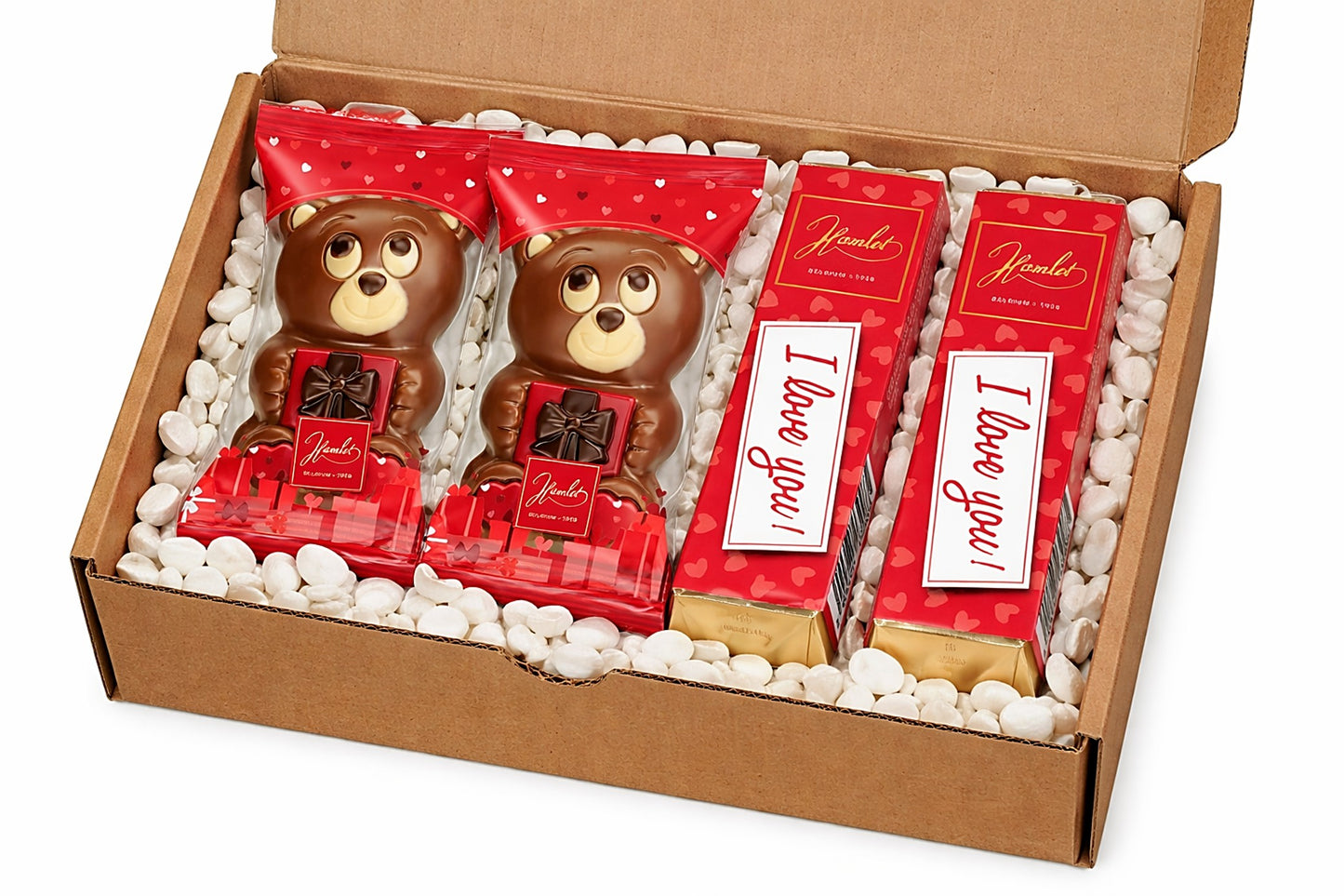 Belgian Milk Chocolate Teddy Bear & I Love You Bar Valentine's Day Gift Set