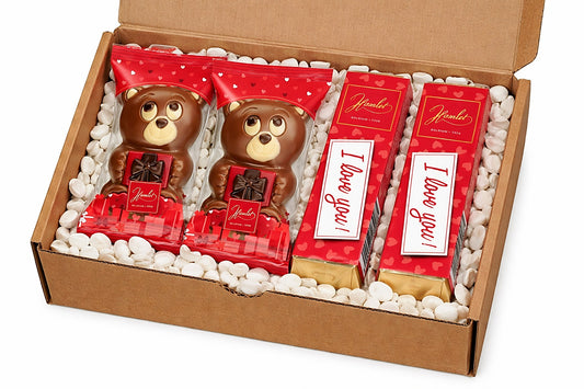 Belgian Milk Chocolate Teddy Bear & I Love You Bar Valentine's Day Gift Set