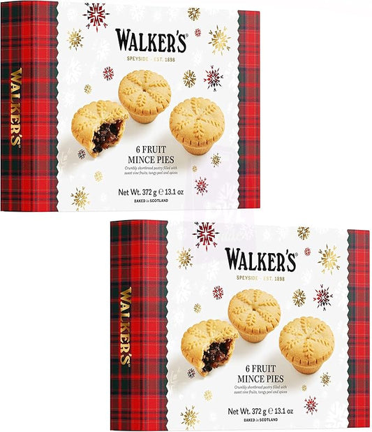 Walkers Shortbread All Butter Pastry Christmas Mince Pies with Fruits and Spices (2 x 372g)