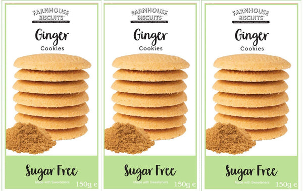Farmhouse Biscuits - Sugar Free Ginger Cookies 150g (3 Pack)