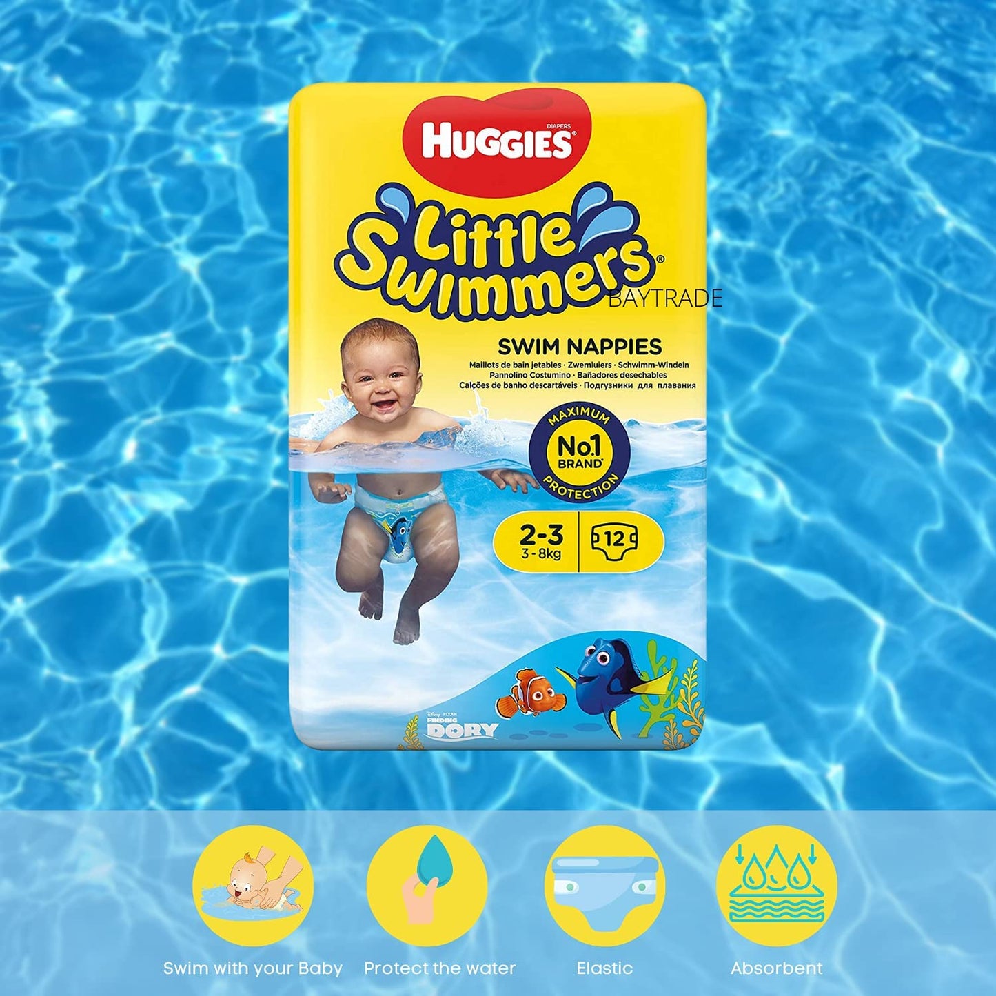 24 x Swimwear Nappies for Size 2-3 (3-8kg), Perfect for Adventurous Babies