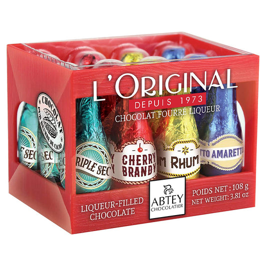 Abtey Chocolate Casier Rouge l’Original - 12 Assorted Chocolate Liqueurs Bottles in a Crate